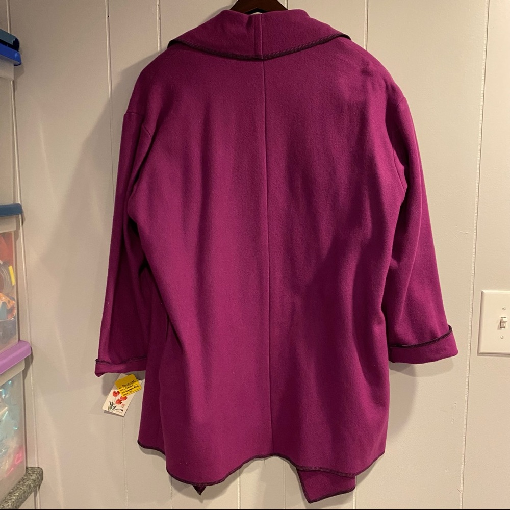 Carol Gildar Designs NEW handmade cashmere blend wrap sweater jacket fuchsia - Picture 5 of 16